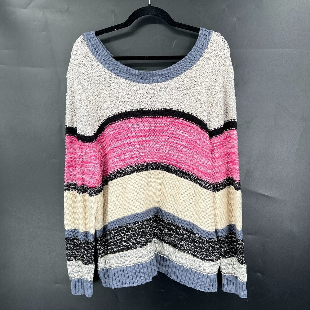 NEW Caslon colorblock pullover sweater marl knit striped cozy comfy fun 2x PLUS
